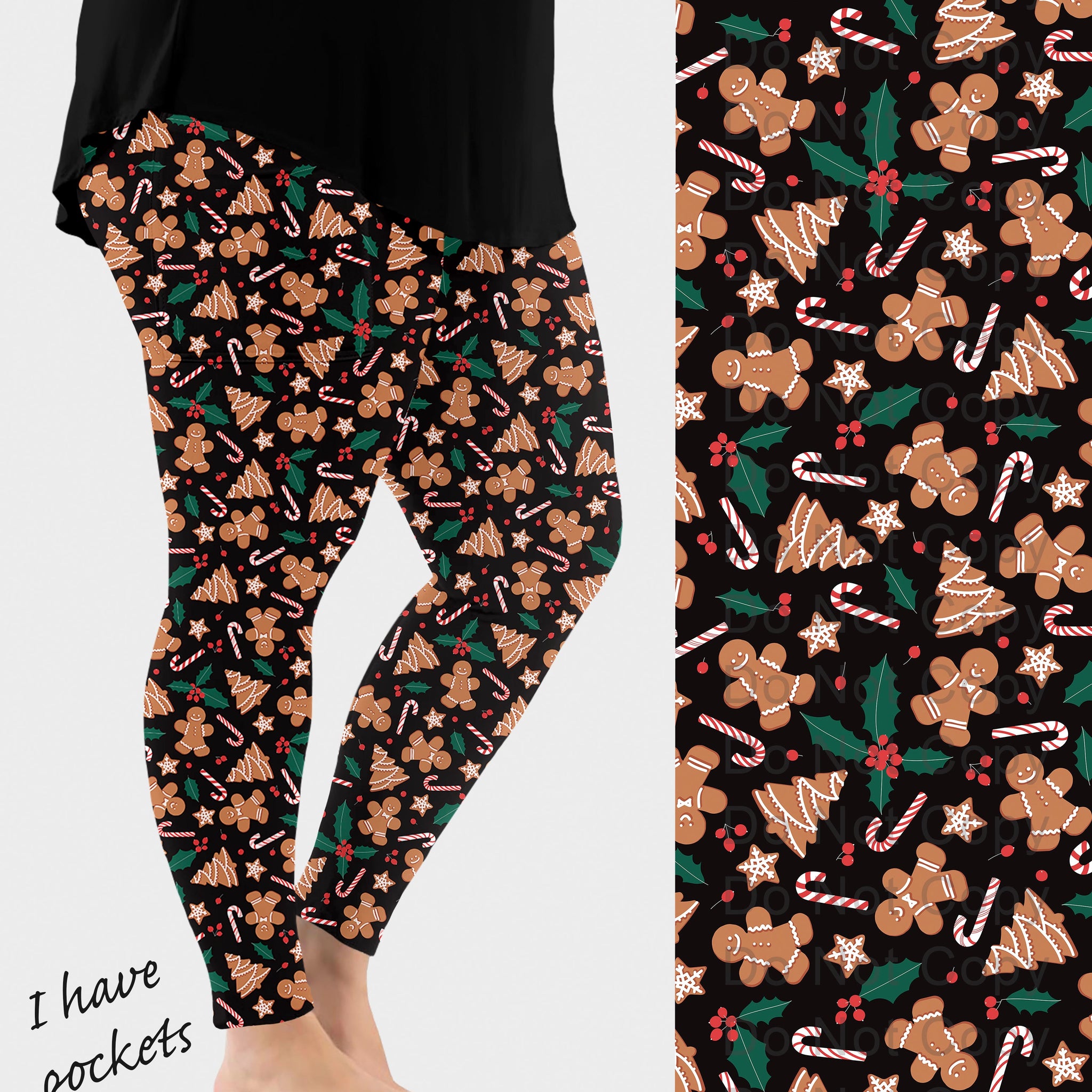 RTS - Gingerbread Christmas Leggings w/ Pockets