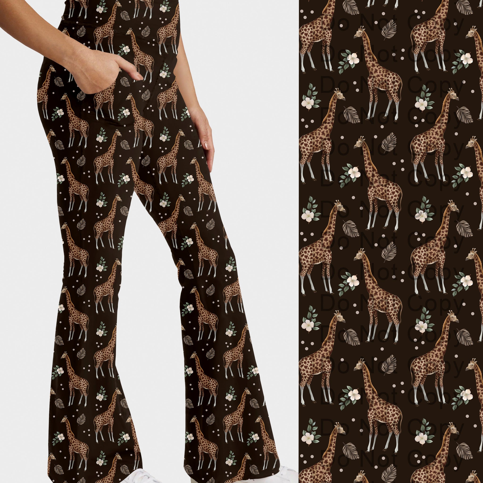 RTS - Giraffe Flare Leggings w/ Pockets