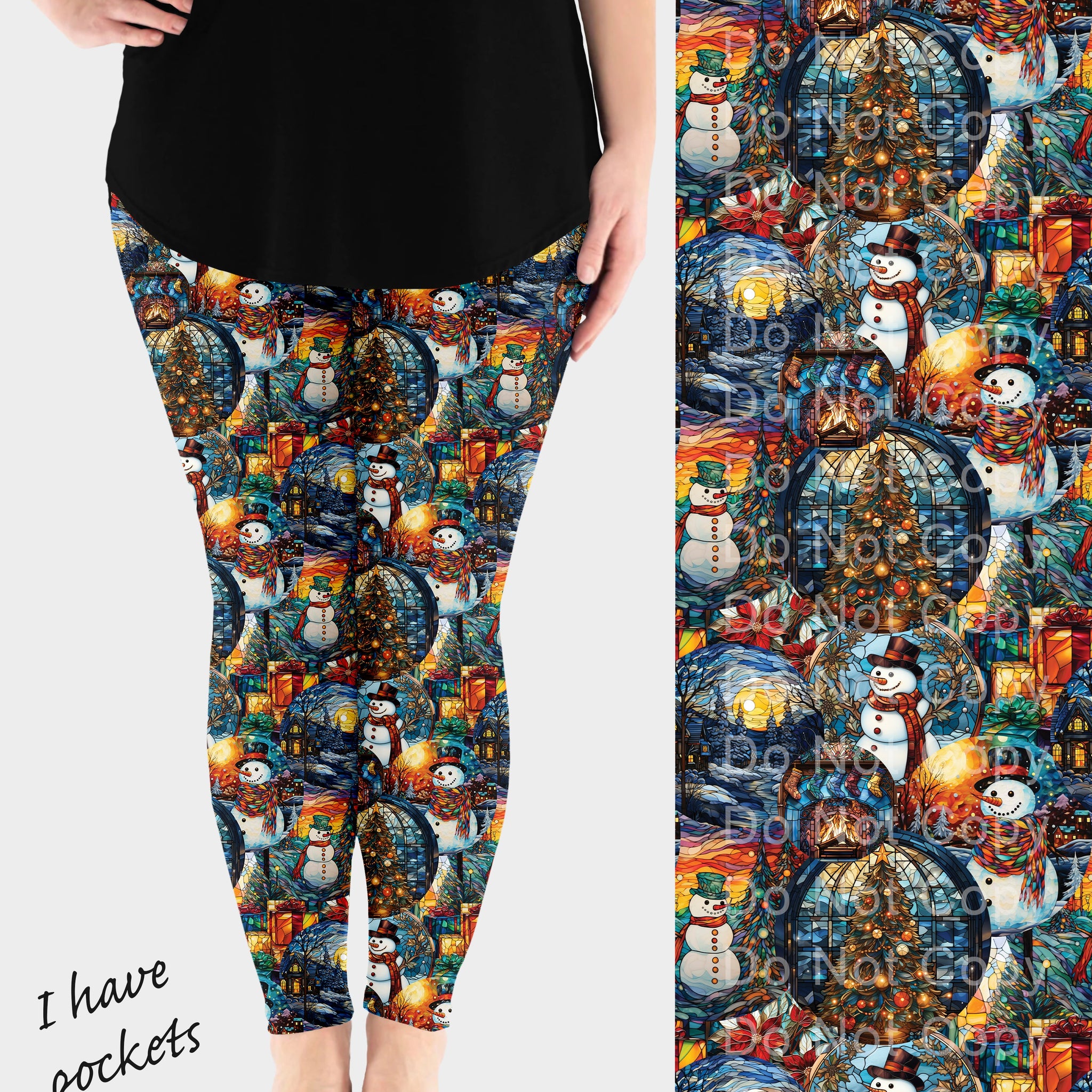 RTS - Glass Christmas Leggings w/ Pockets