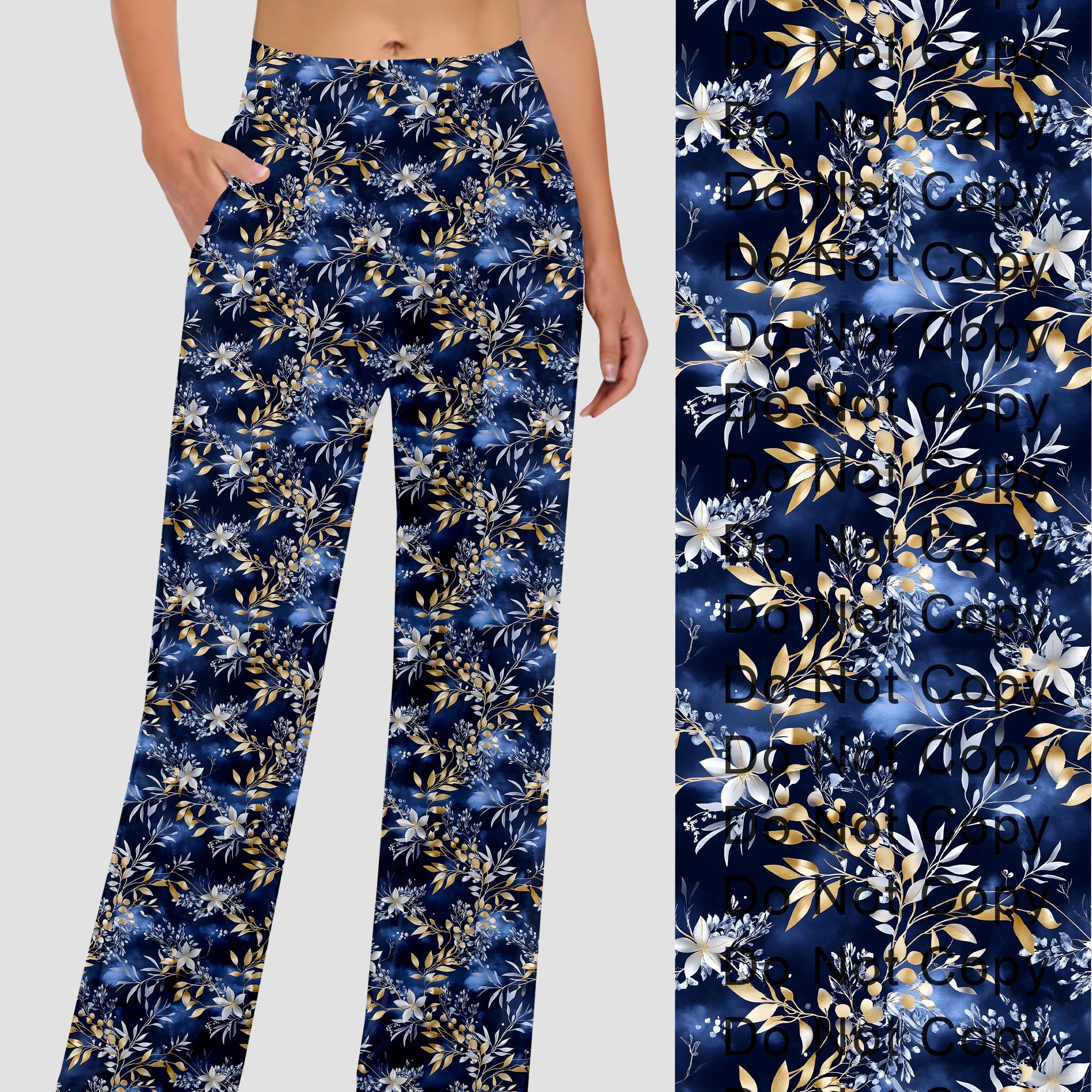 RTS - Golden Blue Floral Lounge Pants