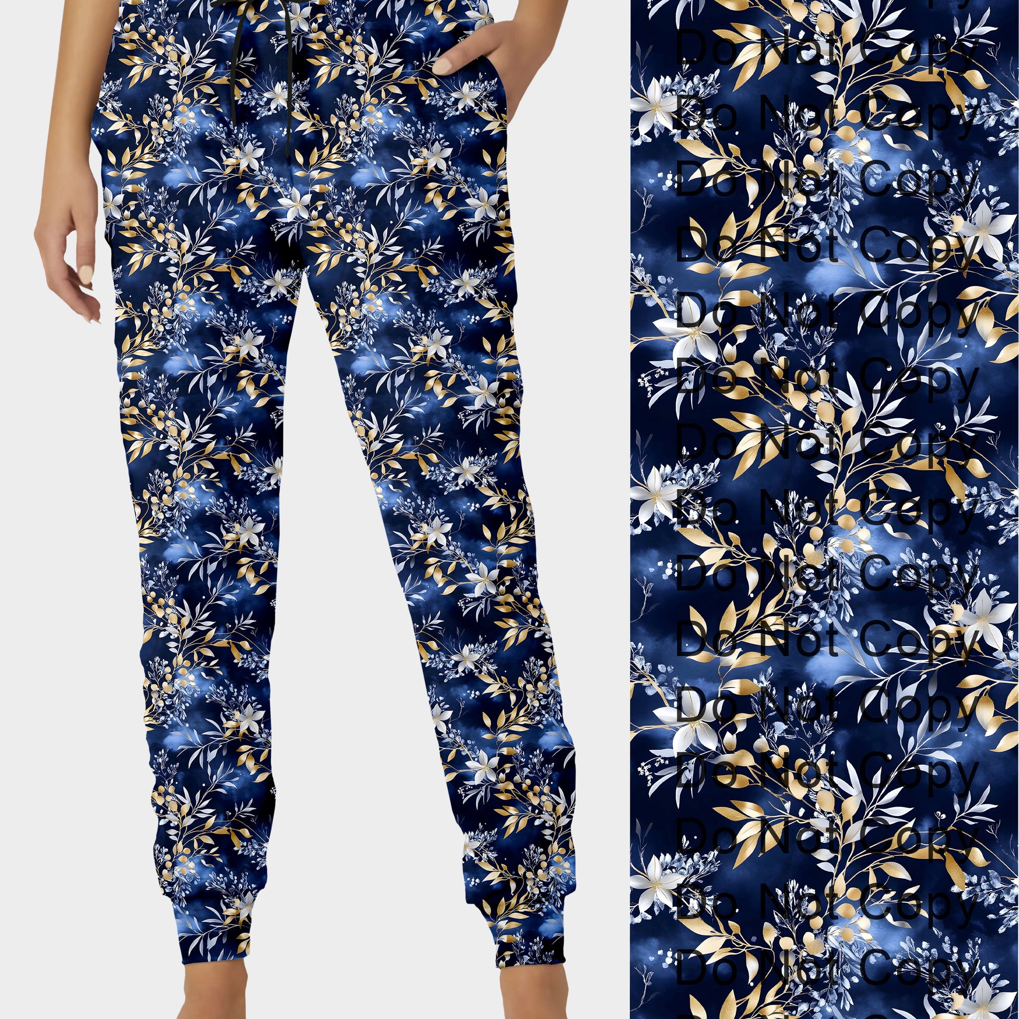 RTS - Golden Blue Floral Joggers