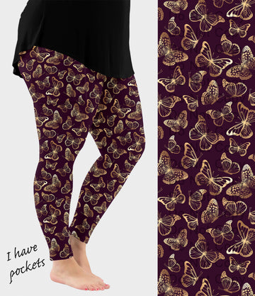 RTS - Golden Butterfly Leggings w/ Pockets