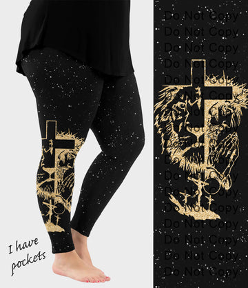 RTS - Golden Cross Side Design Leggings w/ Pockets