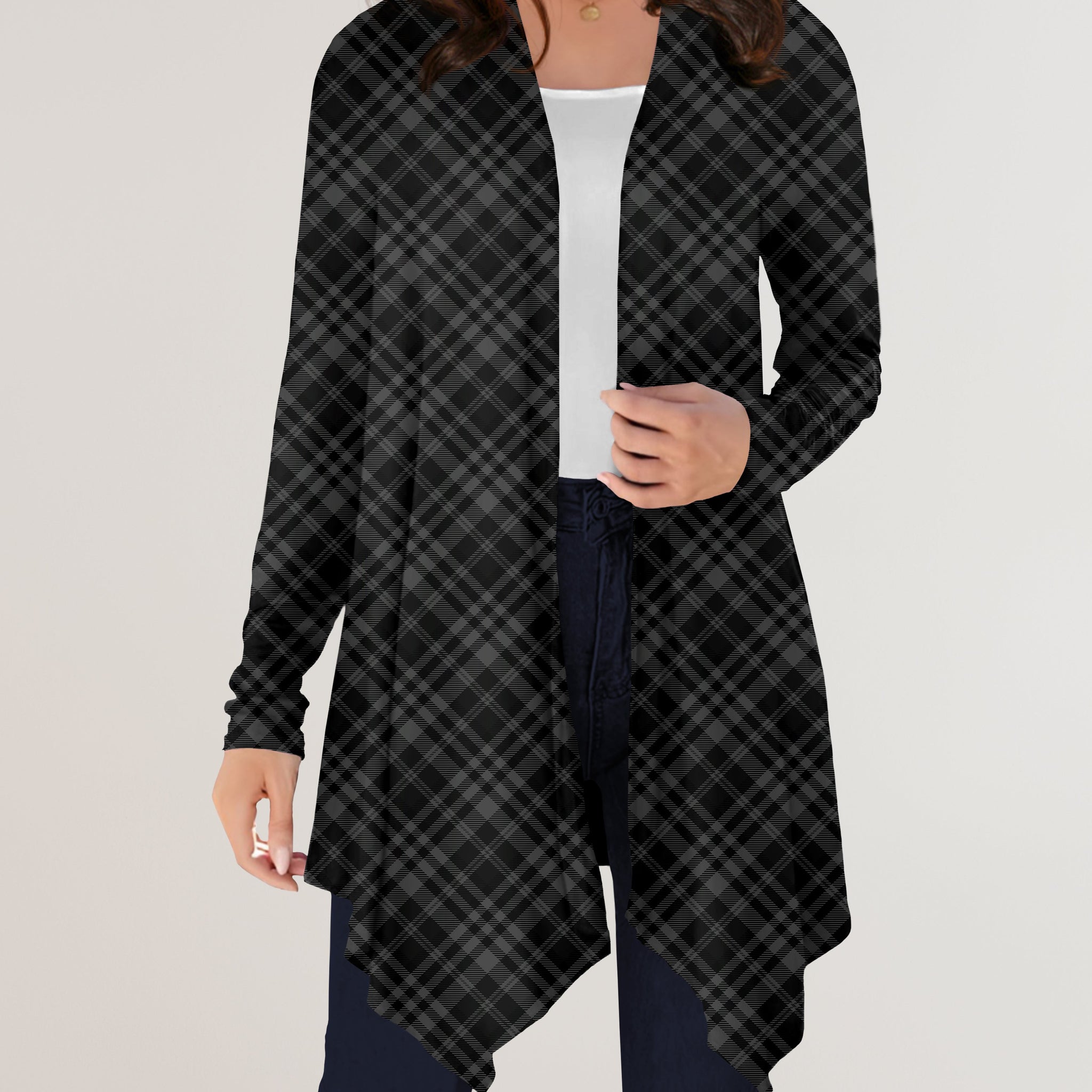 RTS - Gray Plaid Cardigan w/ Pockets