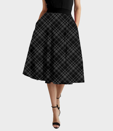 RTS - Gray Plaid Swing Skirt w/ Pockets