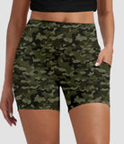 RTS - Green Camo Biker Shorts w/ Pockets