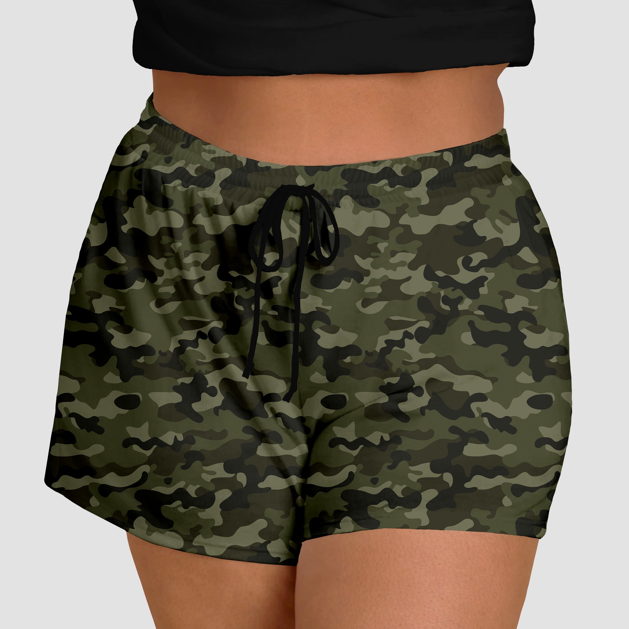 RTS - Green Camo Jogger Shorts