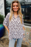 Feeling Bold Ivory Animal Print Dolman Collar Button Down Top
