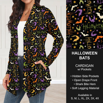 B295 - Preorder Halloween Bats Cardigan w/ Pockets (Closes 6/14. ETA: late Aug.)