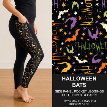B295 - Preorder Halloween Bats Side Panel Pocket Leggings (Closes 6/14. ETA: late Aug.)