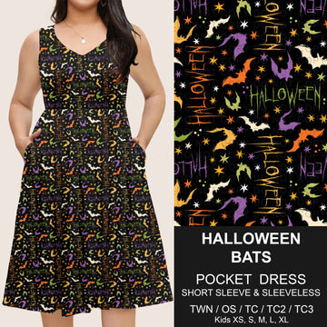 B302 - Preorder Halloween Bats Pocket Dress (Closes 7/24. ETA: early Oct)