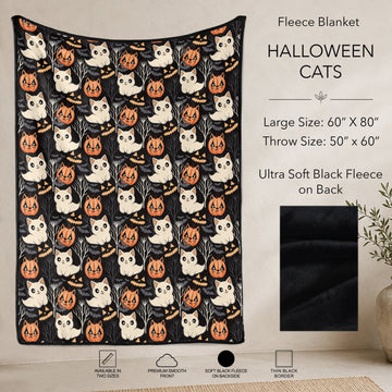 B304 - Pre-Order Halloween Cats Fleece Blanket (Closes 7/31. ETA: early Oct)