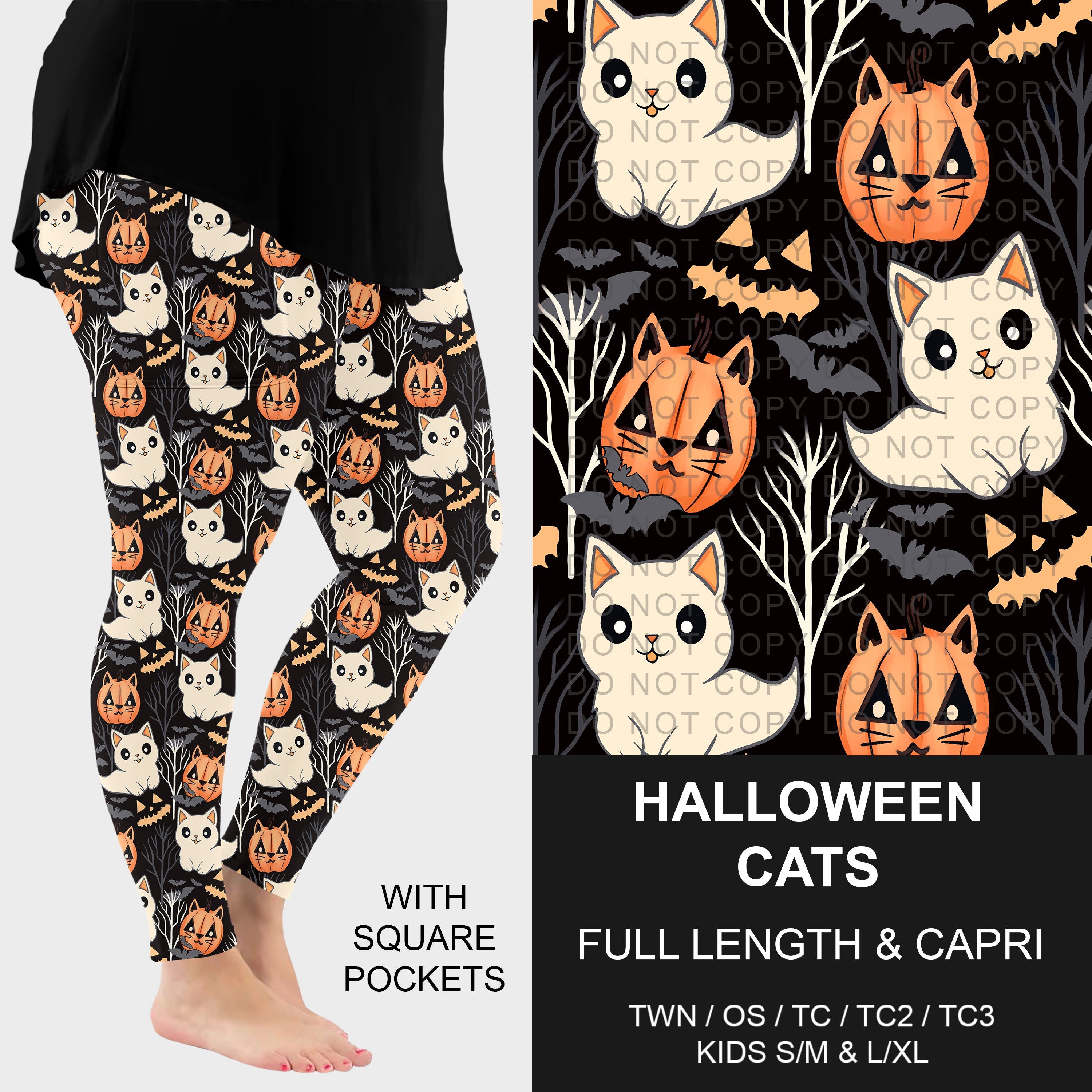 B295 - Preorder Halloween Cats Leggings w/ Pockets (Closes 6/14. ETA: late Aug.)