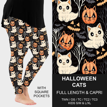 B295 - Preorder Halloween Cats Leggings w/ Pockets (Closes 6/14. ETA: late Aug.)