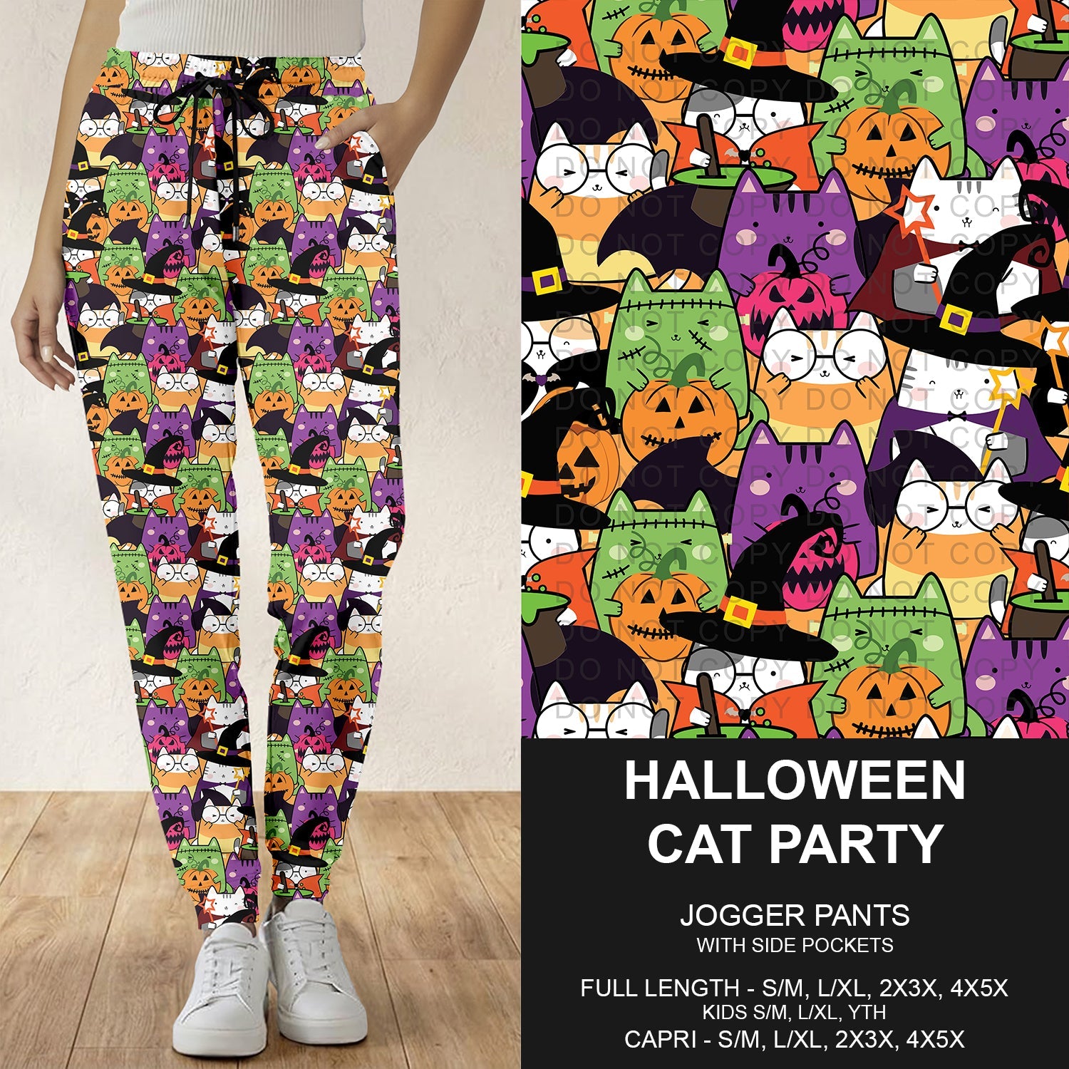 B307 - Preorder Halloween Cat Party Joggers (Closes 8/02. ETA: early Oct.)