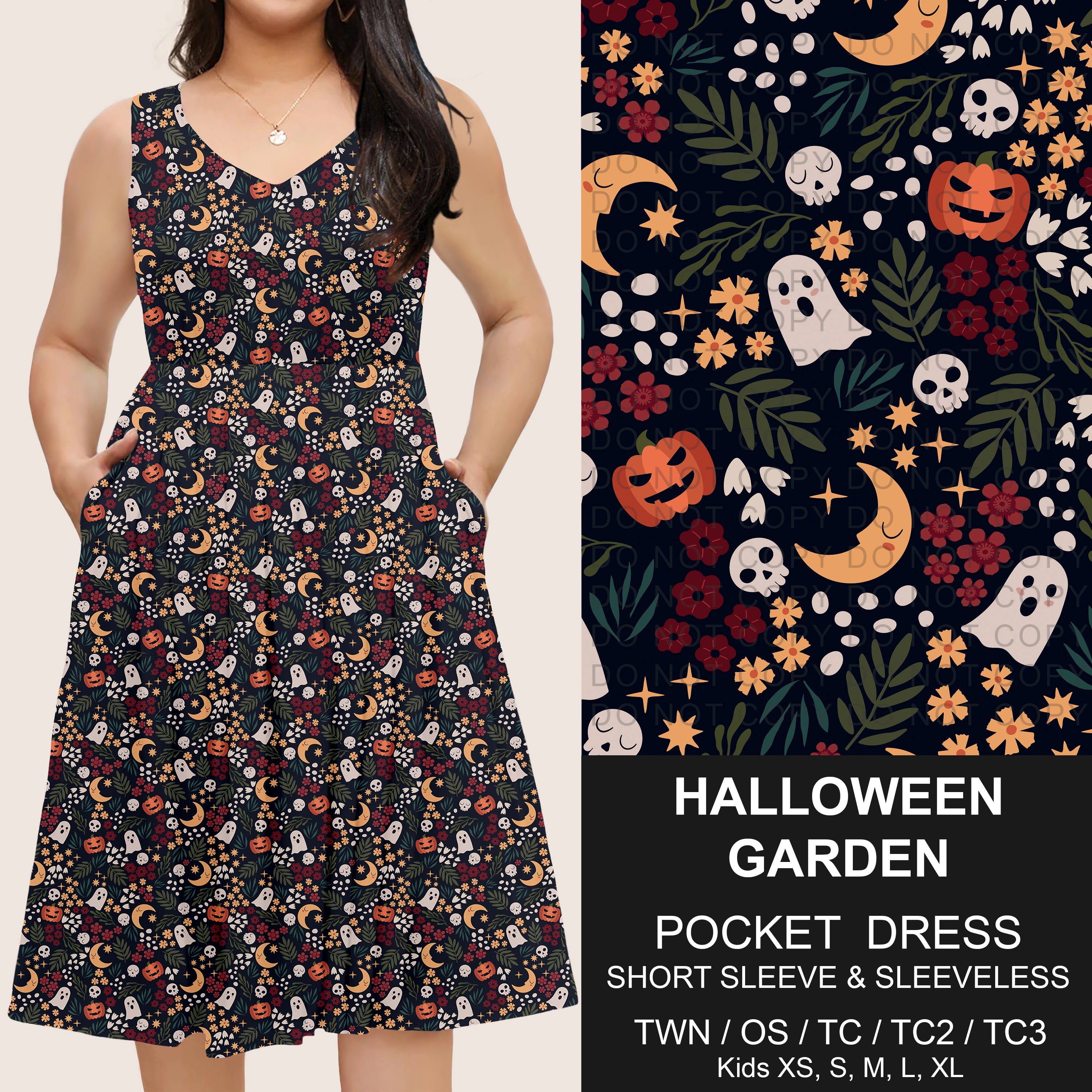 B302 - Preorder Halloween Garden Pocket Dress (Closes 7/24. ETA: early Oct)