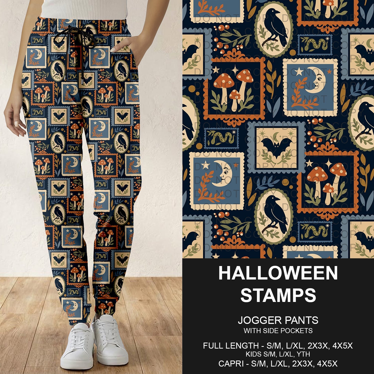 B307 - Preorder Halloween Stamps Joggers (Closes 8/02. ETA: early Oct.)