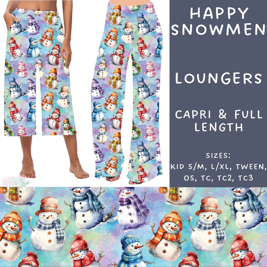 Batch #231 - Tis The Season - Closes 10/31 - ETA early/mid Dec - Happy Snowmen Capri and Full Length Loungers