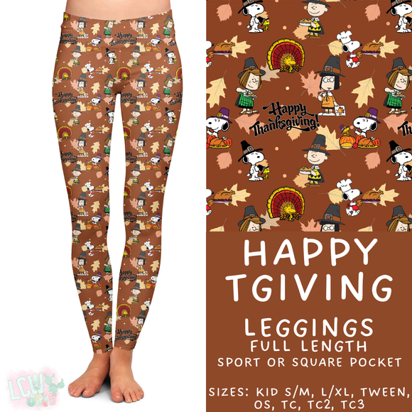 Ready to Ship - Happy TGiving Full Length Leggings - Sport Pocket TC2
