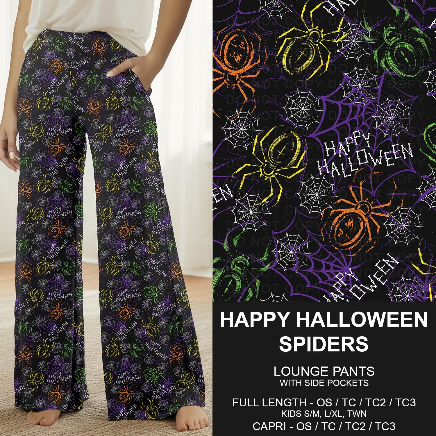 B305 - Preorder Happy Halloween Spiders Lounge Pants (Closes 8/02. ETA: early Oct.)