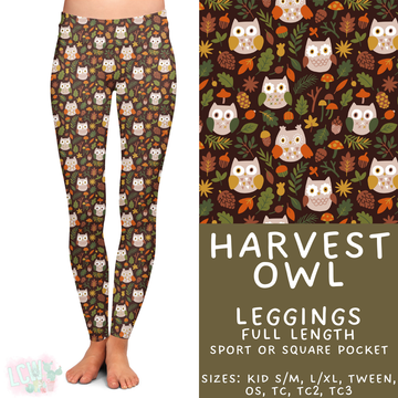 Ready to Ship - Harvest Owl Full Length Leggings - Sport Pocket OS