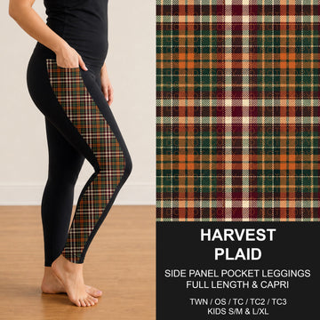 B308 - Preorder Harvest Plaid Side Panel Pocket Leggings (Closes 8/16. ETA: late Oct.)