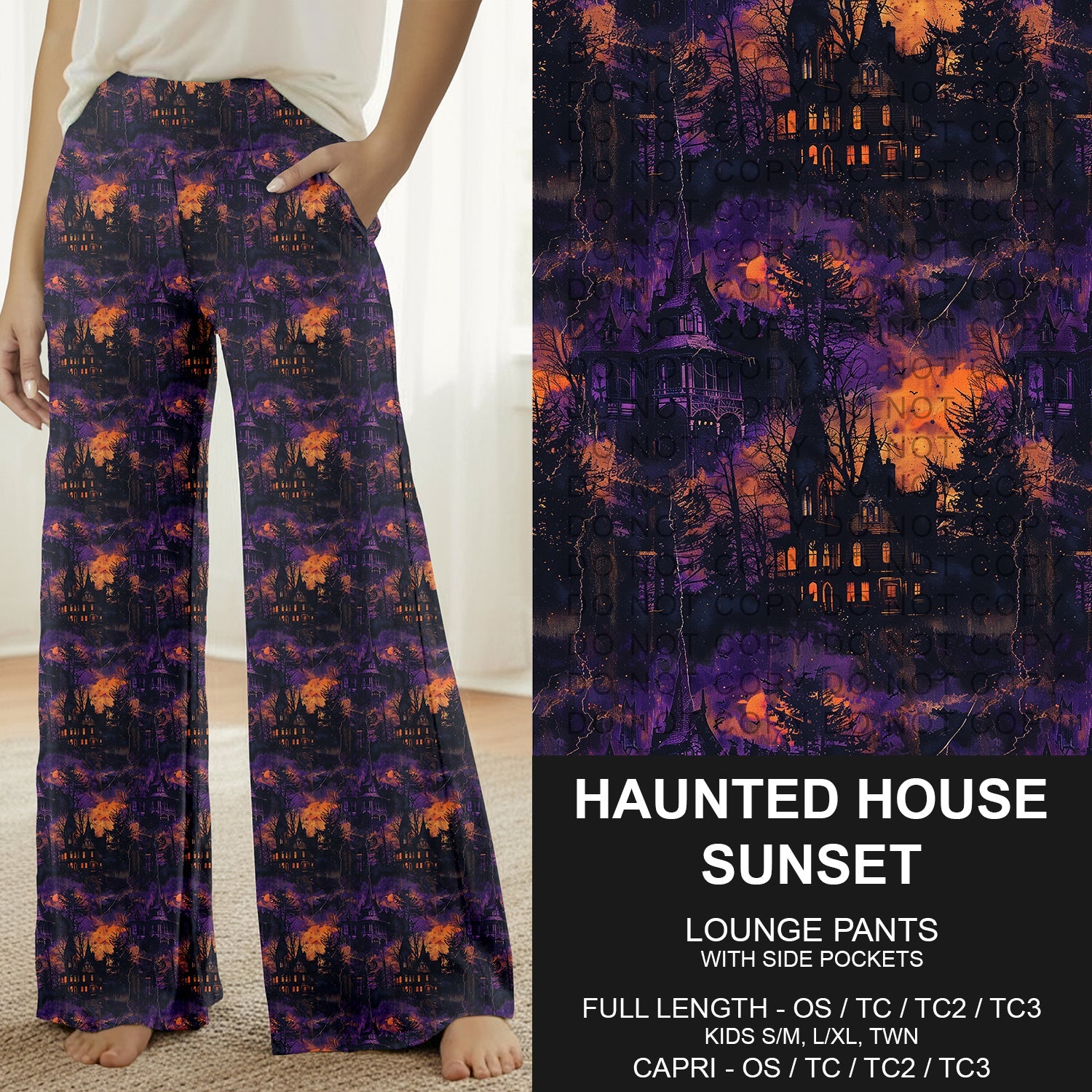 B305 - Preorder Haunted House Sunset Lounge Pants (Closes 8/02. ETA: early Oct.)