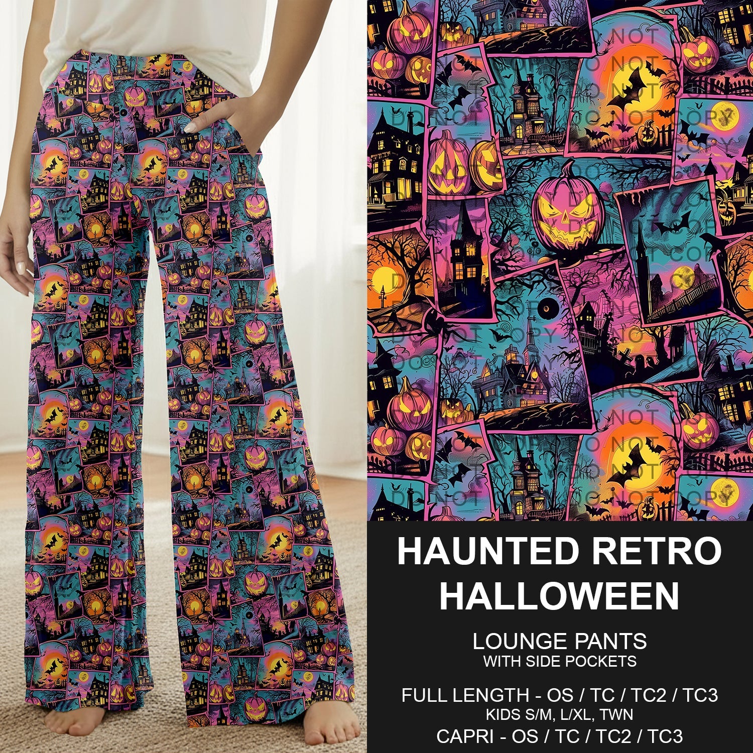 B305 - Preorder Haunted Retro Halloween Lounge Pants (Closes 8/02. ETA: early Oct.)
