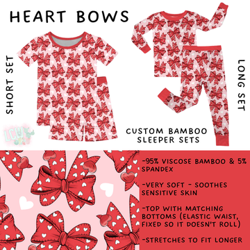 Batch #455 - Little Dreamers Lucky in Love - Closes 11/27 - ETA mid January - Heart Bows Bamboo Short and Long Sleeper Set