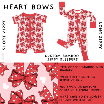 Batch #455 - Little Dreamers Lucky in Love - Closes 11/27 - ETA mid January - Heart Bows Short and Long Zippy Sleeper