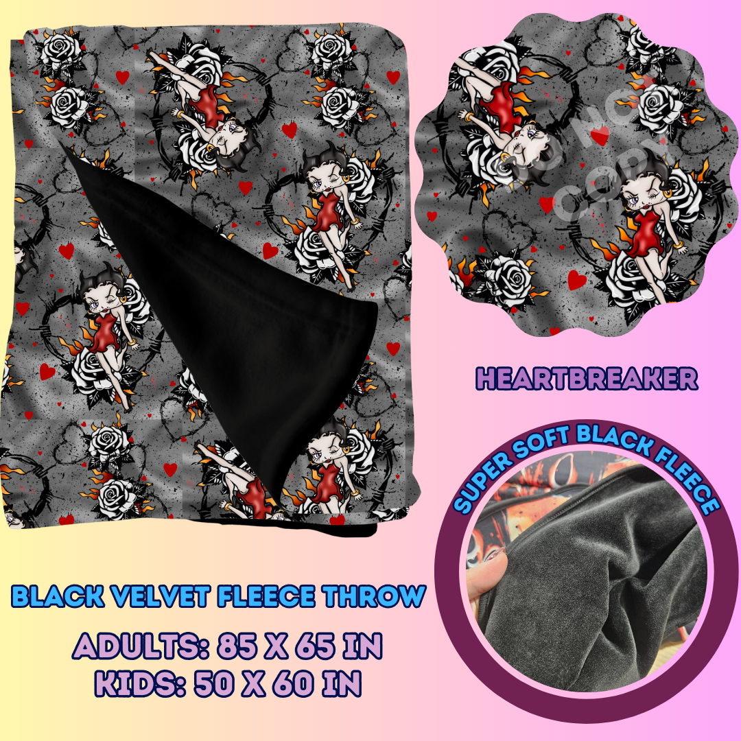 HEARTBREAKER - SOFT BLACK FLEECE THROWS 7 - PREORDER CLOSING 1/13