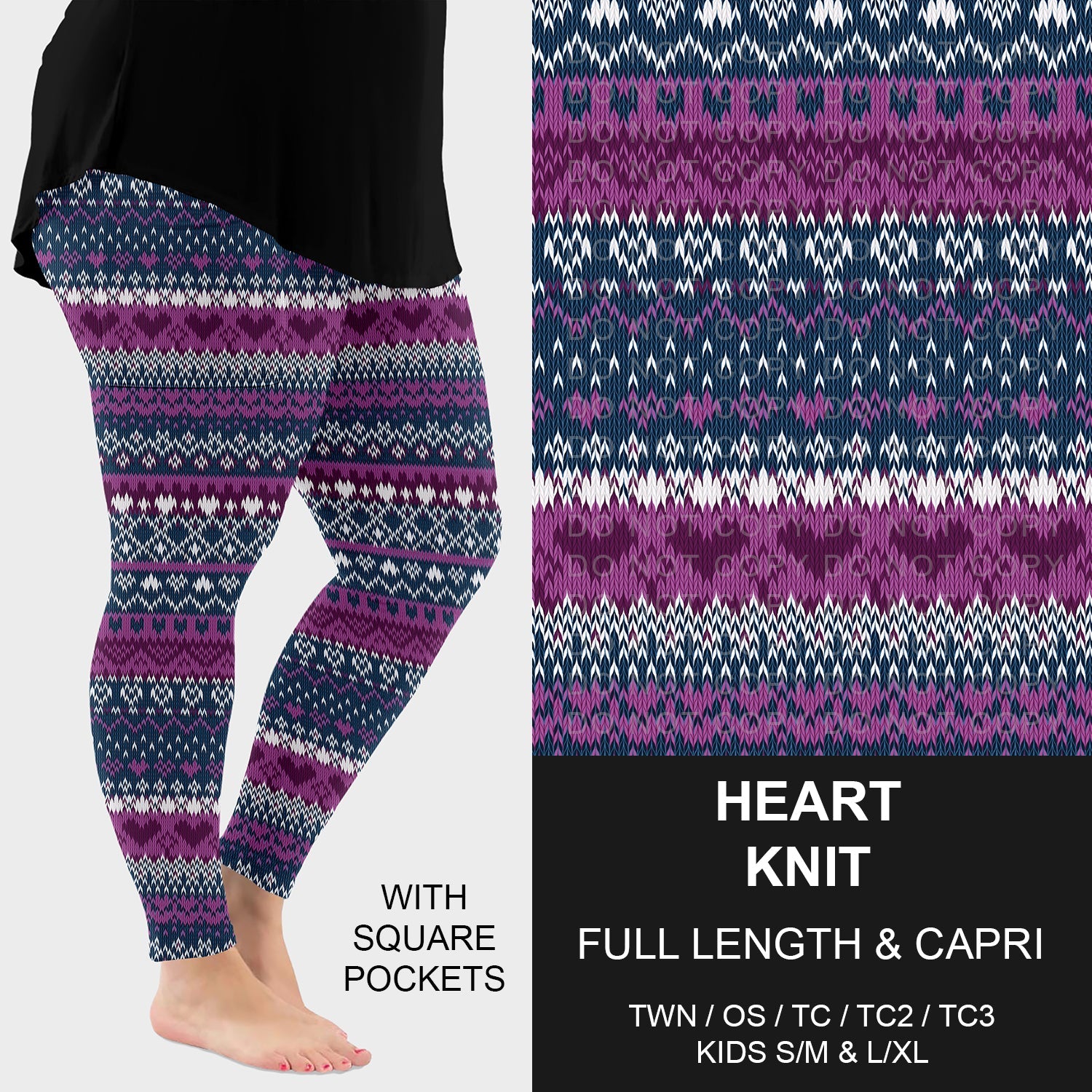 B263 - Preorder Heart Knit Leggings w/ Pockets (Closes 11/30. ETA: late Jan.)