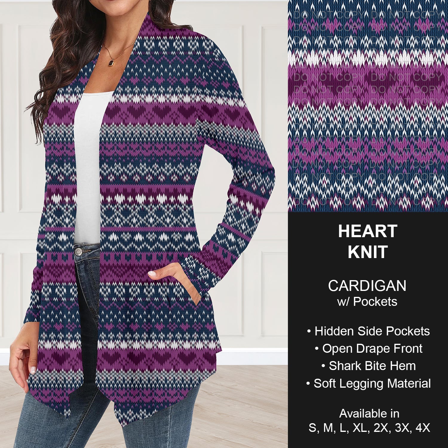 B263 - Preorder Heart Knit Cardigan w/ Pockets (Closes 11/30. ETA: late Jan.)