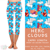 Ready to Ship - Herc Clouds Capri Length Leggings - OS Square Pocket