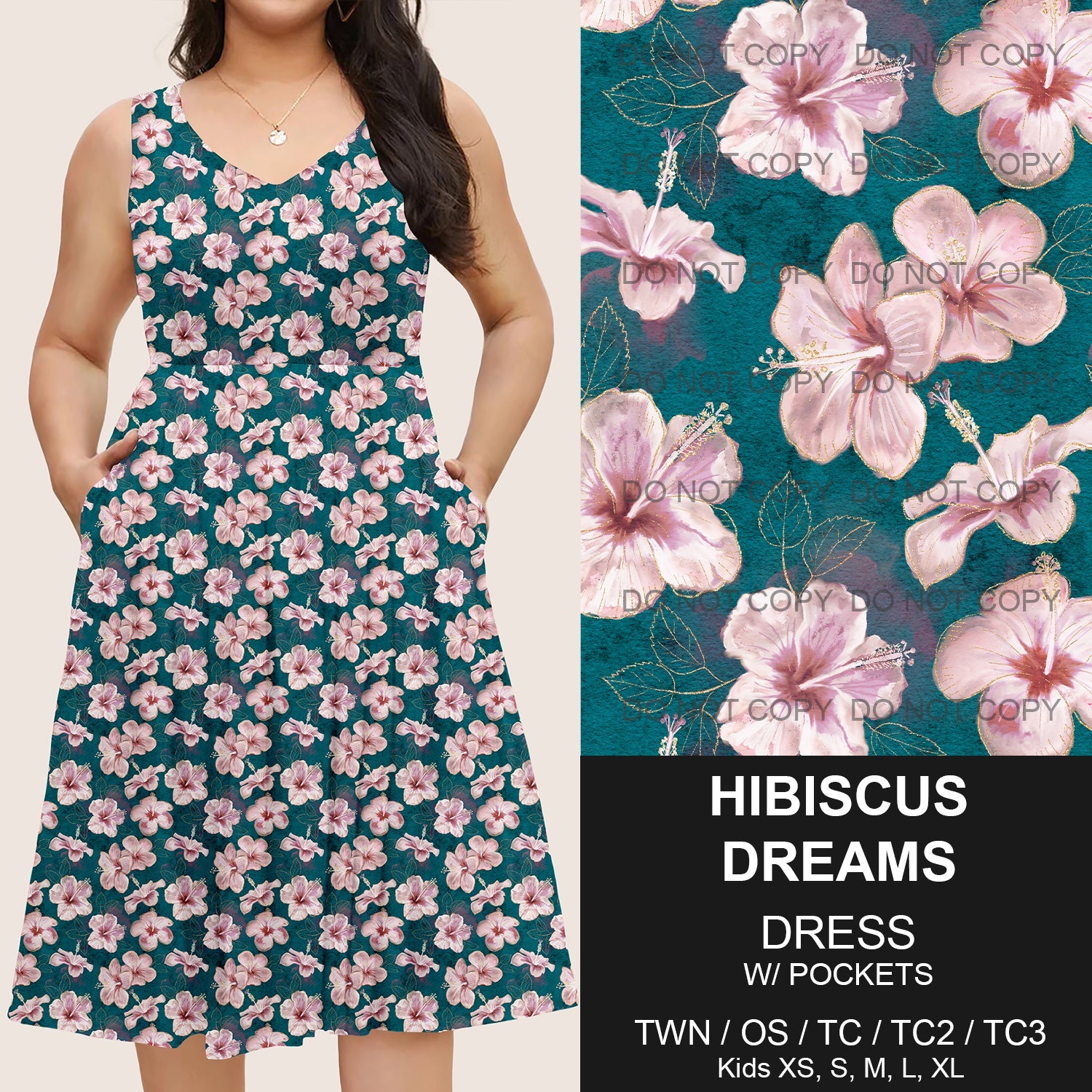 B217 - Preorder Hibiscus Dreams Sleeveless Pocket Dress (Closes 3/12. ETA: late May)