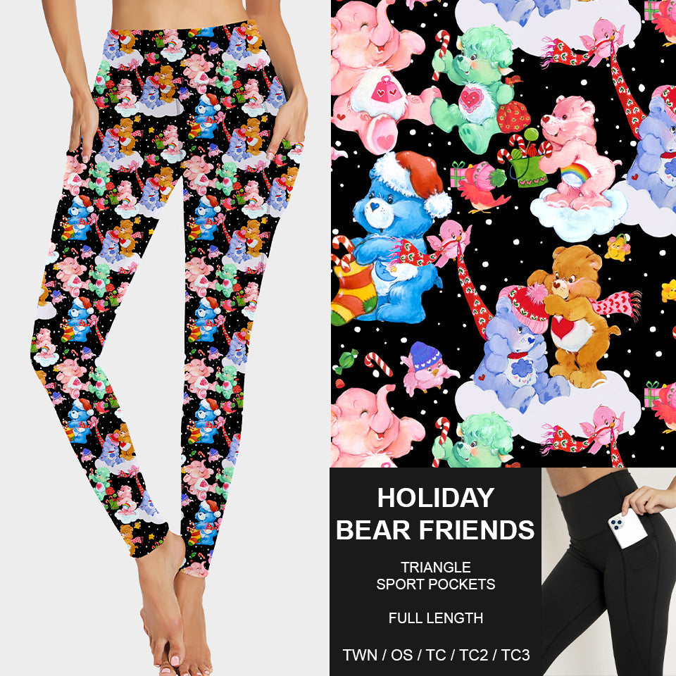 RTS - Holiday Bear Friends Leggings w/ Triangle Sport Pockets