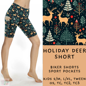 Ready To Ship - Holiday Deer Biker Shorts