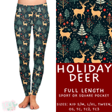 Ready to Ship - Holiday Deer Full Length Leggings - Sport Pocket TC