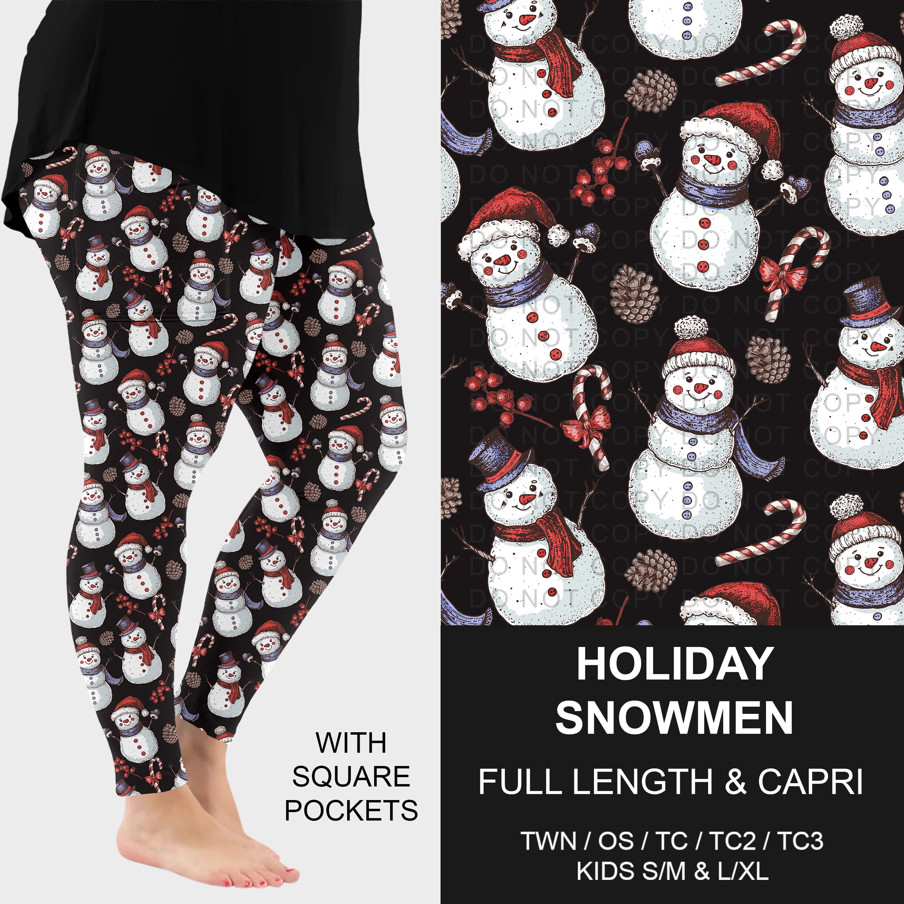 B311 - Preorder Holiday Snowmen Leggings w/ Pockets (Closes 9/06. ETA: mid Nov.)