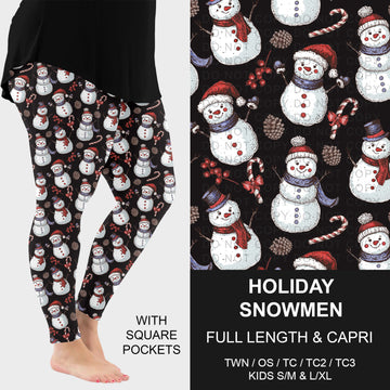 B311 - Preorder Holiday Snowmen Leggings w/ Pockets (Closes 9/06. ETA: mid Nov.)