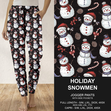 B311 - Preorder Holiday Snowmen Joggers (Closes 9/06. ETA: mid Nov.)