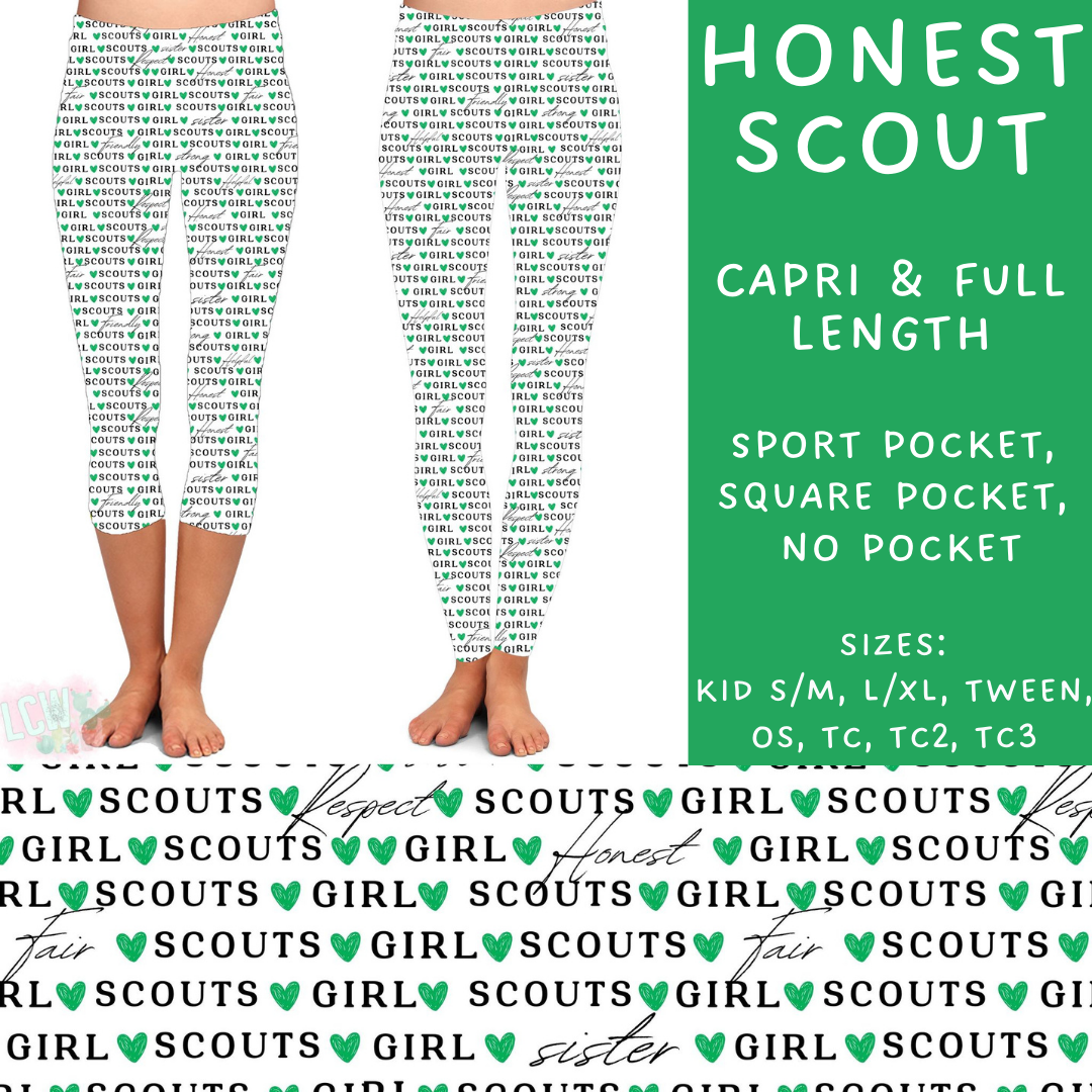 Batch #224 - Cookie Dealer 2 - Closes 10/28 - ETA mid Dec - Honest Scout Full and Capri Length Leggings