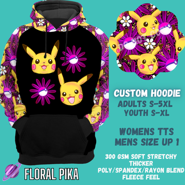 FLORAL PIKA - CUSTOM DESIGNED HOODIE RUN PREORDER CLOSING 9/27