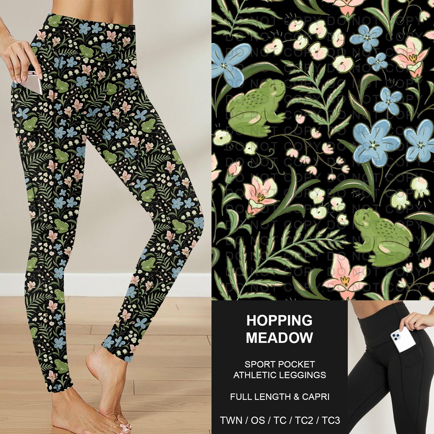 B283 - Preorder Hopping Meadow Sport Pocket Leggings (Closes 4/05. ETA: mid June)