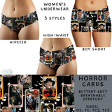 Ready To Ship - Horror Cards Women's Underwear - Boy Short TC2 - Hipster TC2