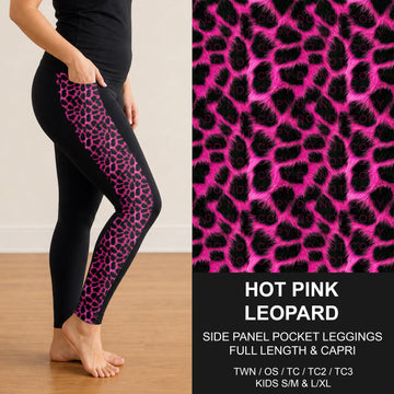 B298 - Preorder Hot Pink Leopard Side Panel Pocket Leggings (Closes 7/05. ETA: early Sept.)
