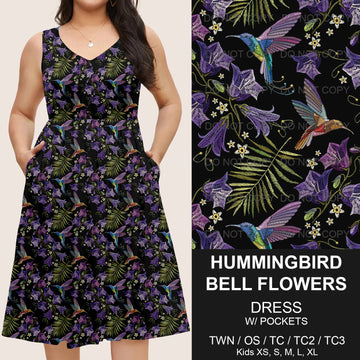 B217 - Preorder Hummingbird Bell Flowers Sleeveless Pocket Dress (Closes 3/12. ETA: late May)