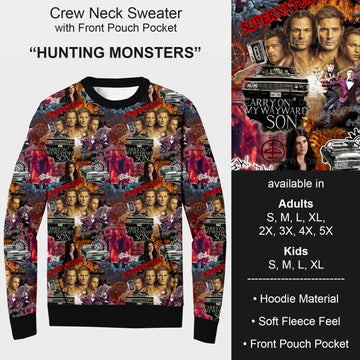 B185 - Preorder Hunting Monsters Sweater w/ Front Pocket (Closes 10/01. ETA early Dec.)