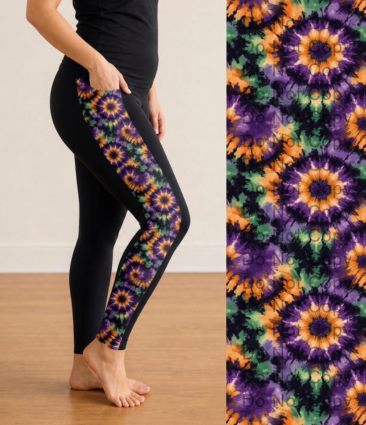 RTS - Halloween Tie Dye Side Panel Leggings with Pockets