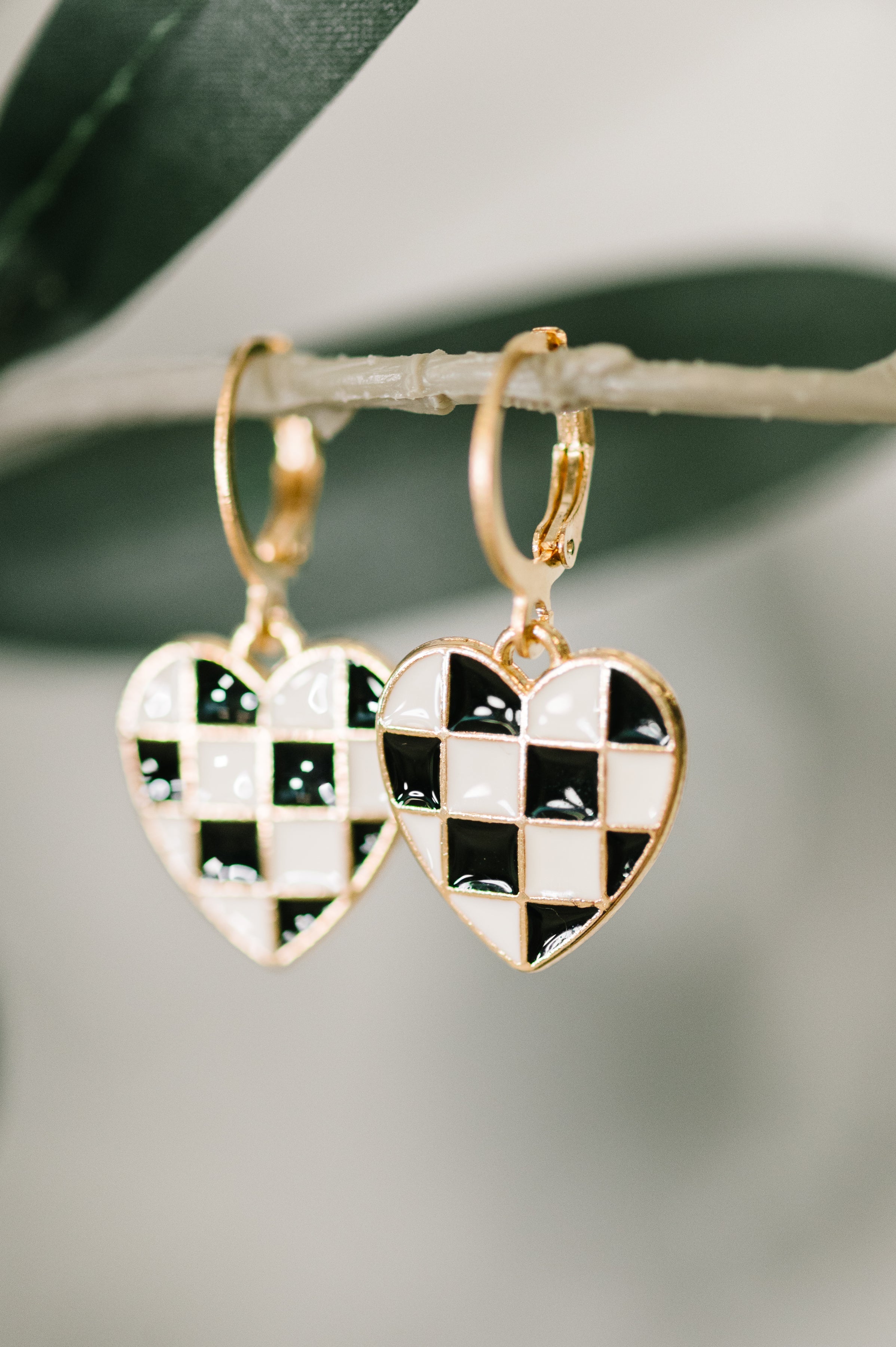 Heartbreaker Check Dangle Earrings
